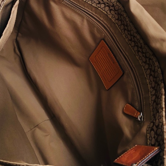 Coach Large Mini Signature Tote Khaki Tan Canvas Jacquard and Leather - Picture 11 of 16